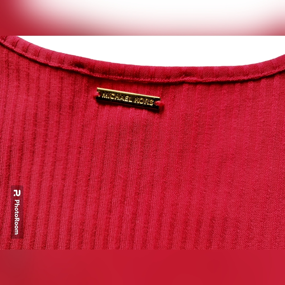Michael Kors Women's Ribbed Stretch Knit Tank Coral Dress Sleeveless Size L‎ - Picture 8 of 12